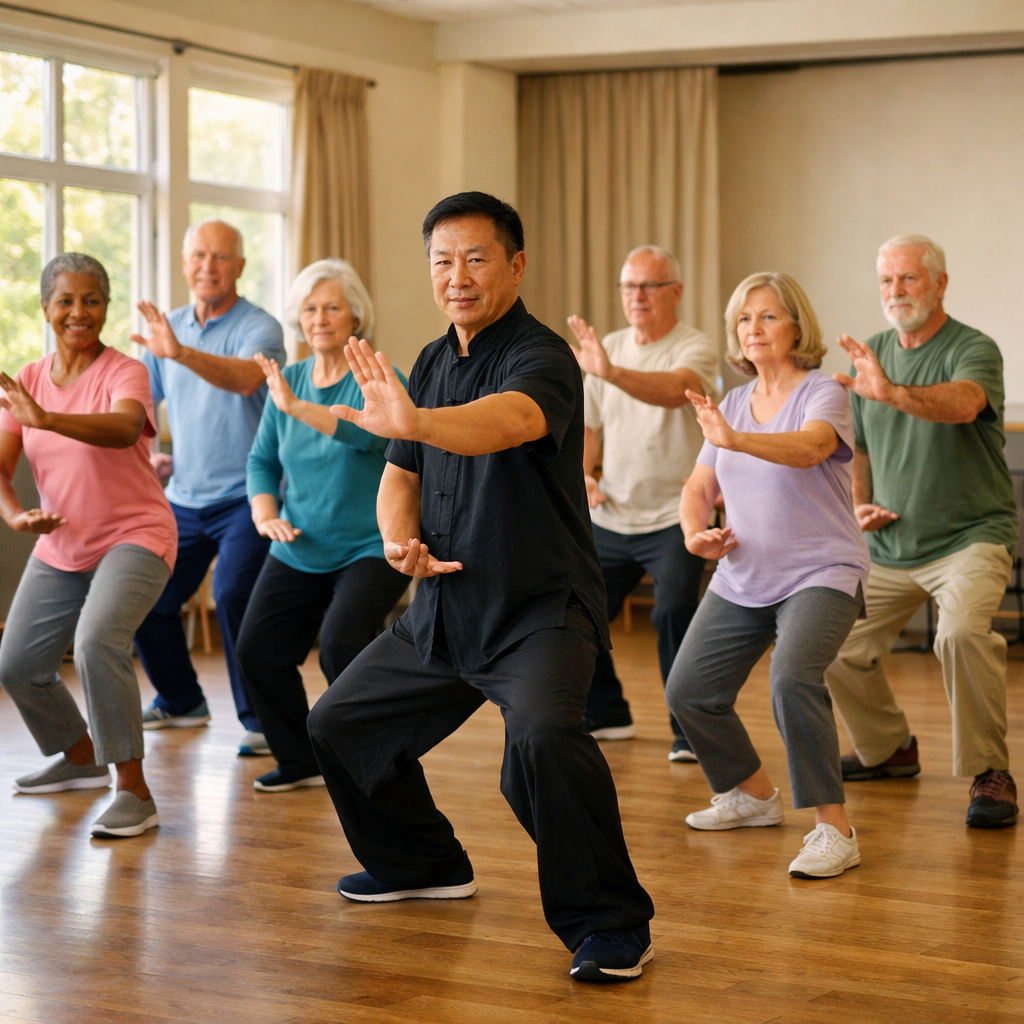 Members practicing tai chi together